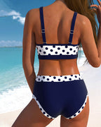 Ivy | Vintage-Inspired High-Waisted Patchwork Bikini with Peas