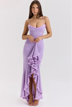 Fauna - Ruched Ruffle Dovetail Party Dress