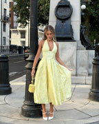 Niamh - Elegant Embroidered Deep V Sleeveless Dress