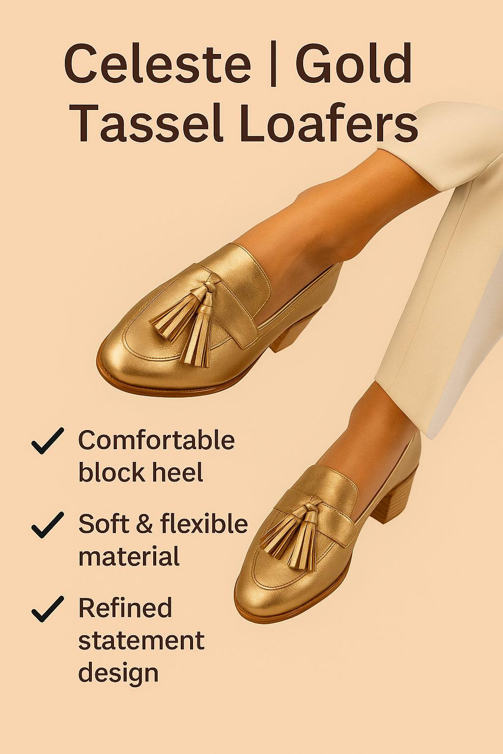 Celeste | Gold Loafers